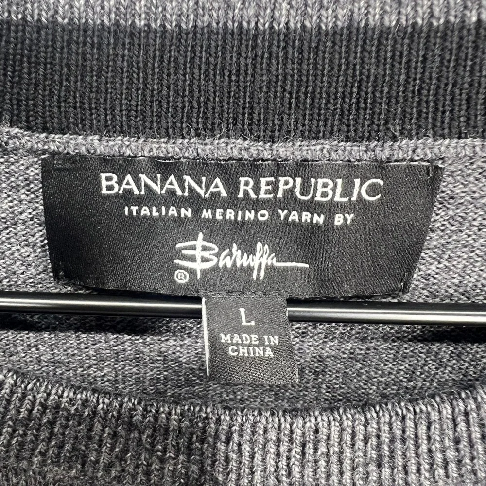 Banana Republic Sweater Men L Grey Italian‎ Merino Wool Crewneck Pullover NWOT